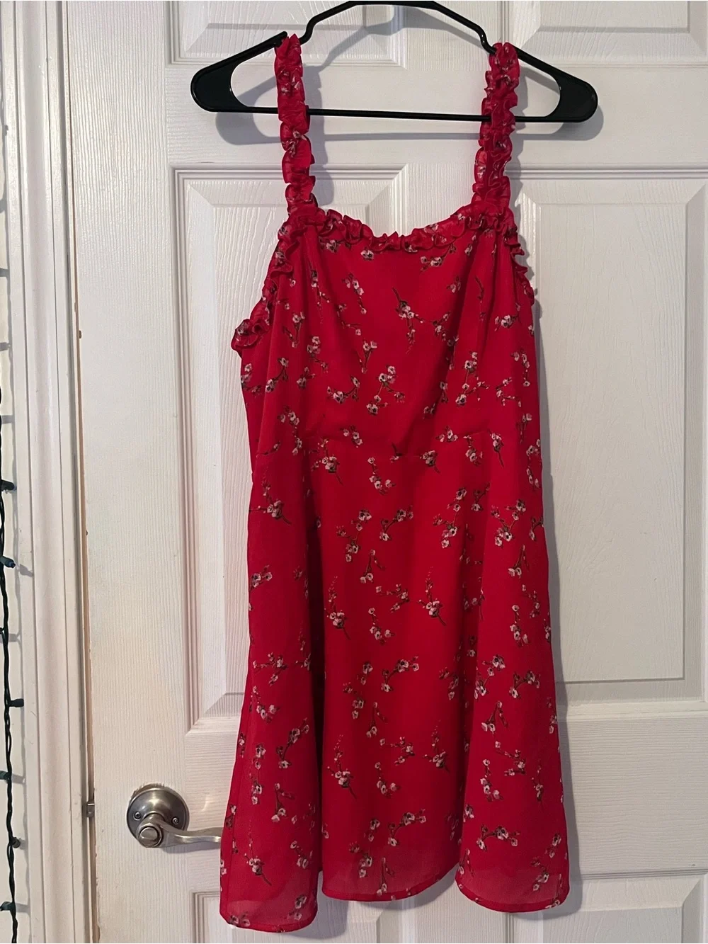 Lulu's Red Floral Ruffle-Strap Sundress - Picture 1 of 4